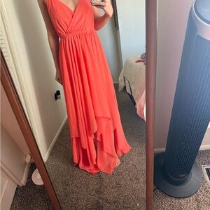 BCBGMaxAzria Vibrant Coral High Low Dress